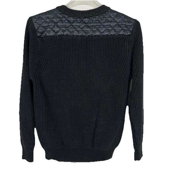 Scotch & Soda Sweater Mens Medium Charcoal Quilted Shoulder Ribbed Heavy Preppy - Picture 2 of 12